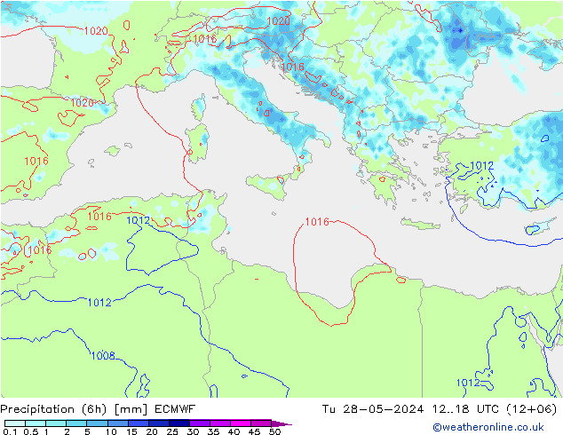 Z500/Regen(+SLP)/Z850 ECMWF di 28.05.2024 18 UTC