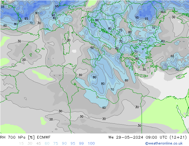 RV 700 hPa ECMWF wo 29.05.2024 09 UTC