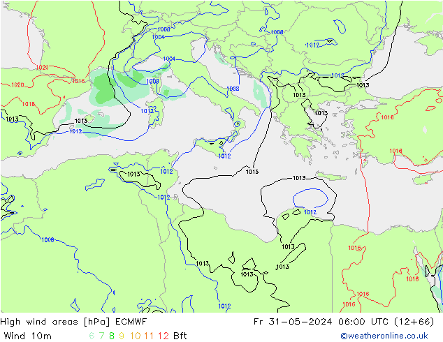 High wind areas ECMWF  31.05.2024 06 UTC