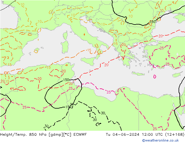 Z500/Rain (+SLP)/Z850 ECMWF Ter 04.06.2024 12 UTC