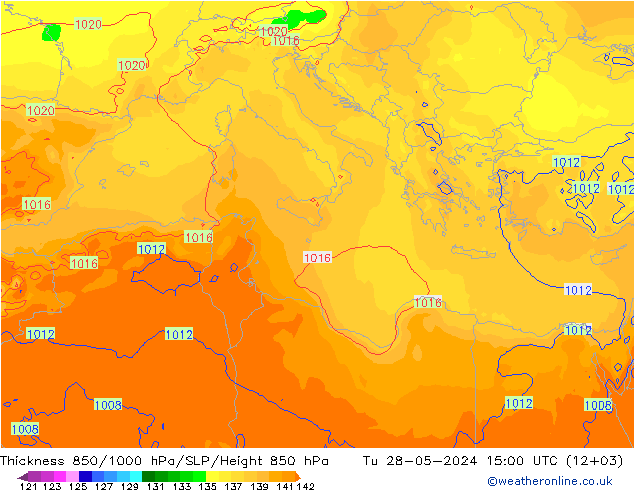 Thck 850-1000 hPa ECMWF Tu 28.05.2024 15 UTC