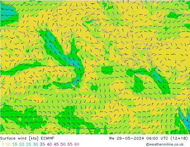 Surface wind ECMWF We 29.05.2024 06 UTC