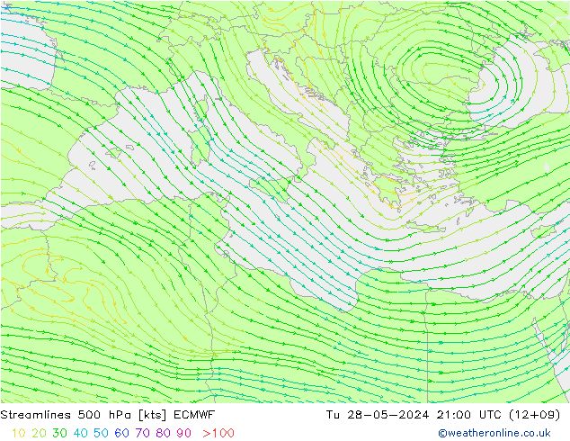 Rüzgar 500 hPa ECMWF Sa 28.05.2024 21 UTC