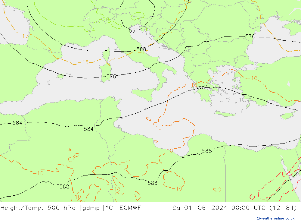 Z500/Rain (+SLP)/Z850 ECMWF Sa 01.06.2024 00 UTC