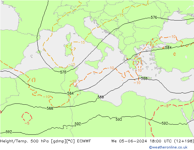 Z500/Rain (+SLP)/Z850 ECMWF mié 05.06.2024 18 UTC