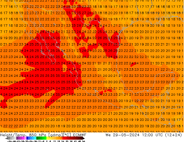 Z500/Rain (+SLP)/Z850 ECMWF We 29.05.2024 12 UTC