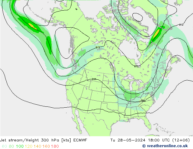 Corriente en chorro ECMWF mar 28.05.2024 18 UTC