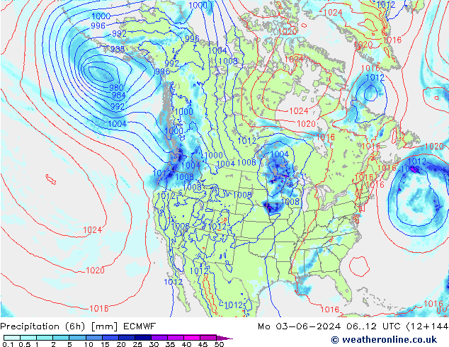 осадки (6h) ECMWF пн 03.06.2024 12 UTC