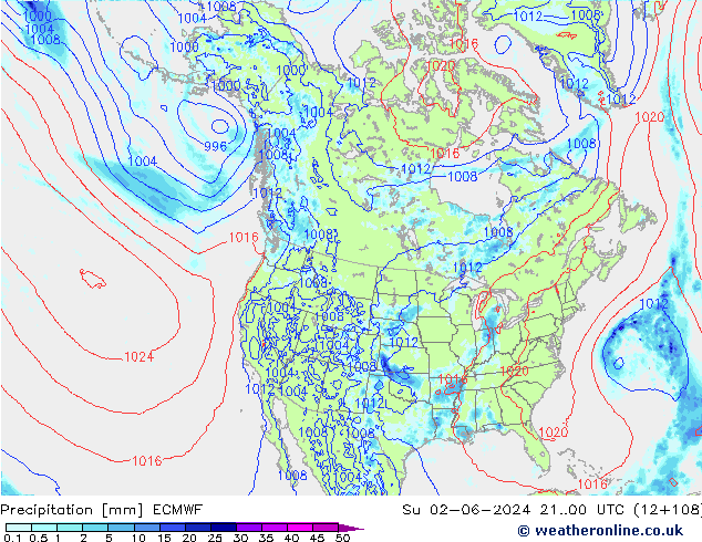 Precipitation ECMWF Su 02.06.2024 00 UTC