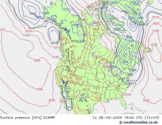 pressão do solo ECMWF Ter 28.05.2024 15 UTC