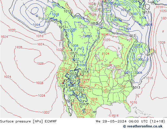 Surface pressure ECMWF We 29.05.2024 06 UTC