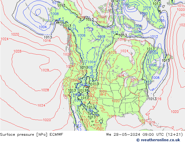 Atmosférický tlak ECMWF St 29.05.2024 09 UTC