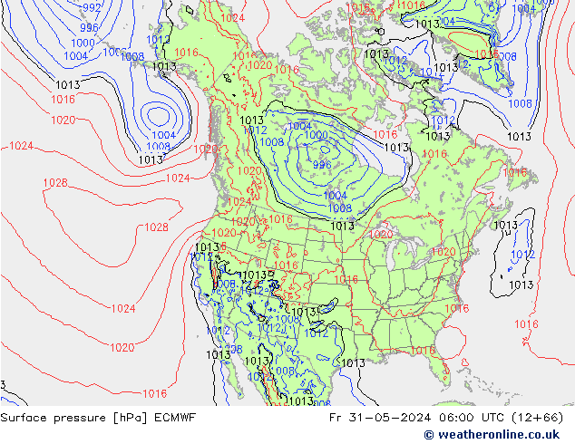 приземное давление ECMWF пт 31.05.2024 06 UTC