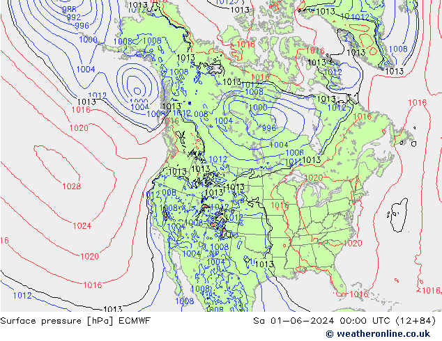 Pressione al suolo ECMWF sab 01.06.2024 00 UTC