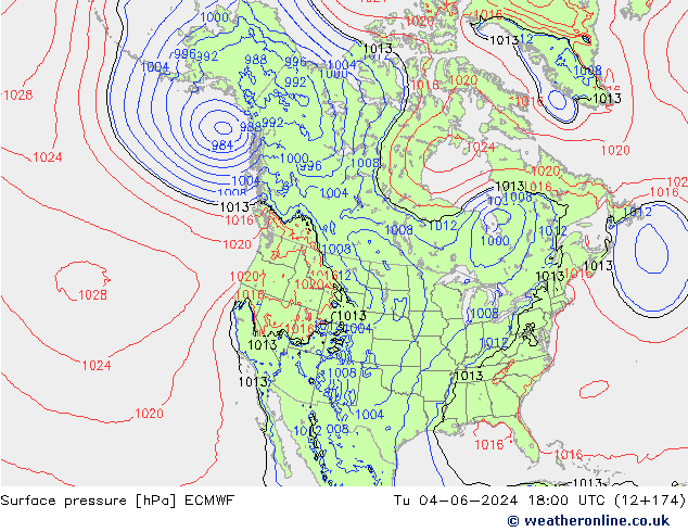 Yer basıncı ECMWF Sa 04.06.2024 18 UTC