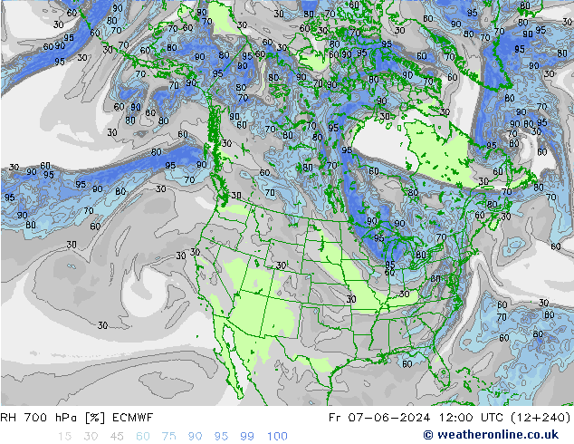 RH 700 hPa ECMWF Fr 07.06.2024 12 UTC