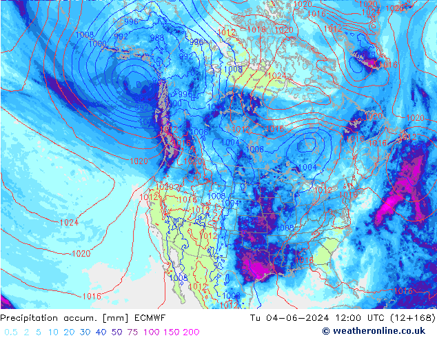 Precipitation accum. ECMWF mar 04.06.2024 12 UTC