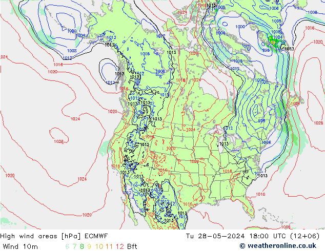 High wind areas ECMWF Ter 28.05.2024 18 UTC