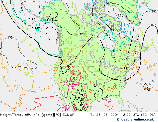 Z500/Rain (+SLP)/Z850 ECMWF Út 28.05.2024 18 UTC