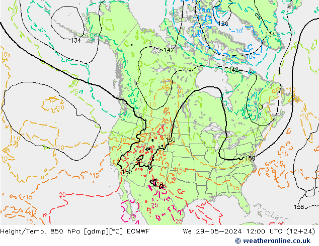 Z500/Rain (+SLP)/Z850 ECMWF Mi 29.05.2024 12 UTC