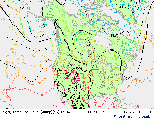 Z500/Yağmur (+YB)/Z850 ECMWF Cu 31.05.2024 00 UTC