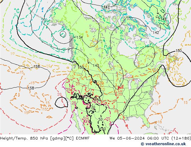 Height/Temp. 850 hPa ECMWF We 05.06.2024 06 UTC