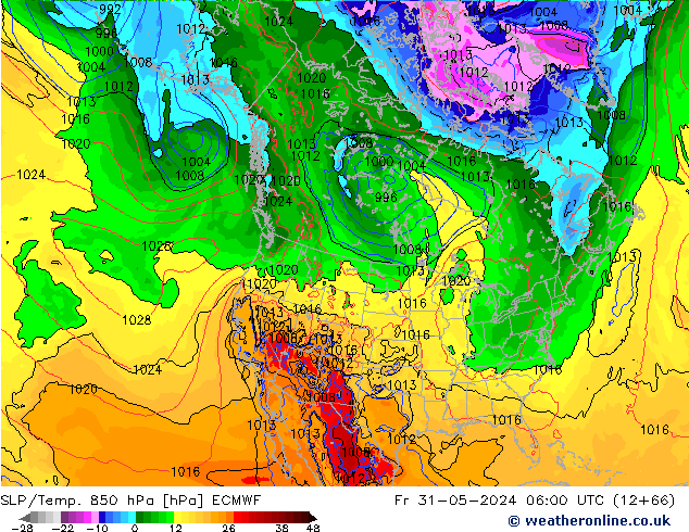 SLP/Temp. 850 hPa ECMWF pt. 31.05.2024 06 UTC