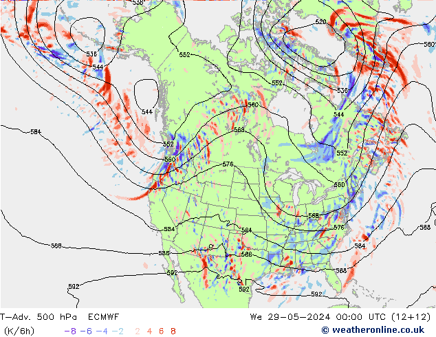 T-Adv. 500 hPa ECMWF mié 29.05.2024 00 UTC