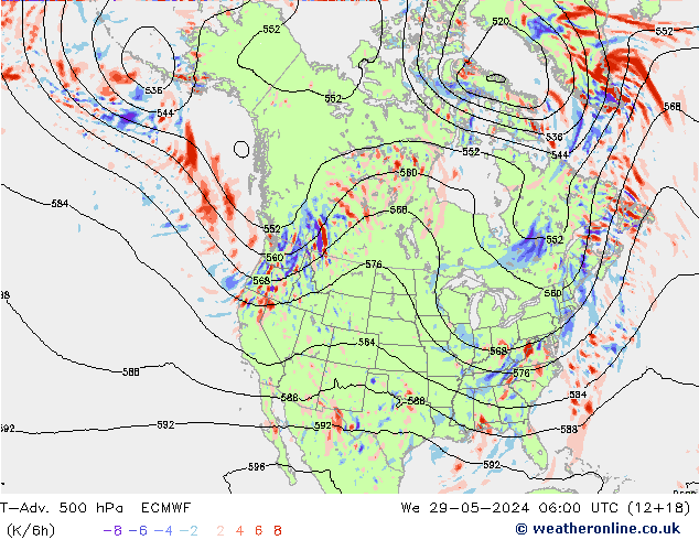 T-Adv. 500 hPa ECMWF  29.05.2024 06 UTC