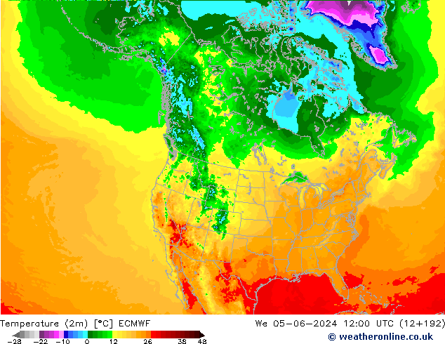 карта температуры ECMWF ср 05.06.2024 12 UTC