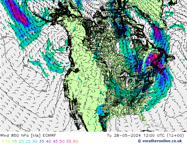 Vento 850 hPa ECMWF Ter 28.05.2024 12 UTC