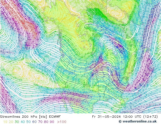 Streamlines 200 hPa ECMWF Fr 31.05.2024 12 UTC