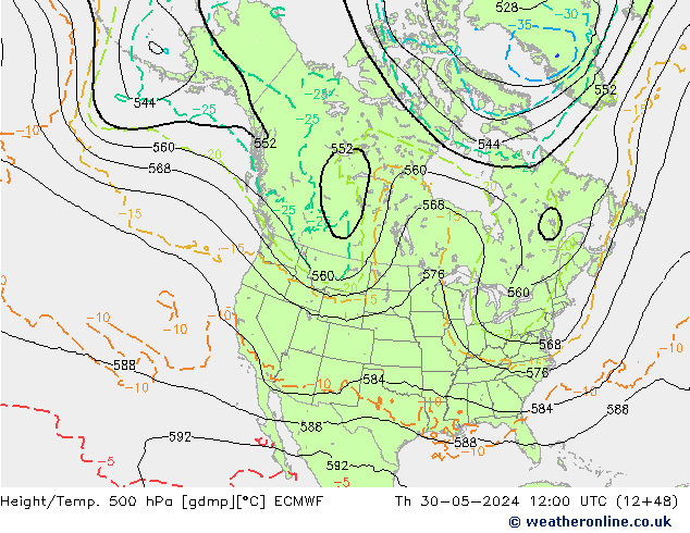 Z500/Rain (+SLP)/Z850 ECMWF Qui 30.05.2024 12 UTC