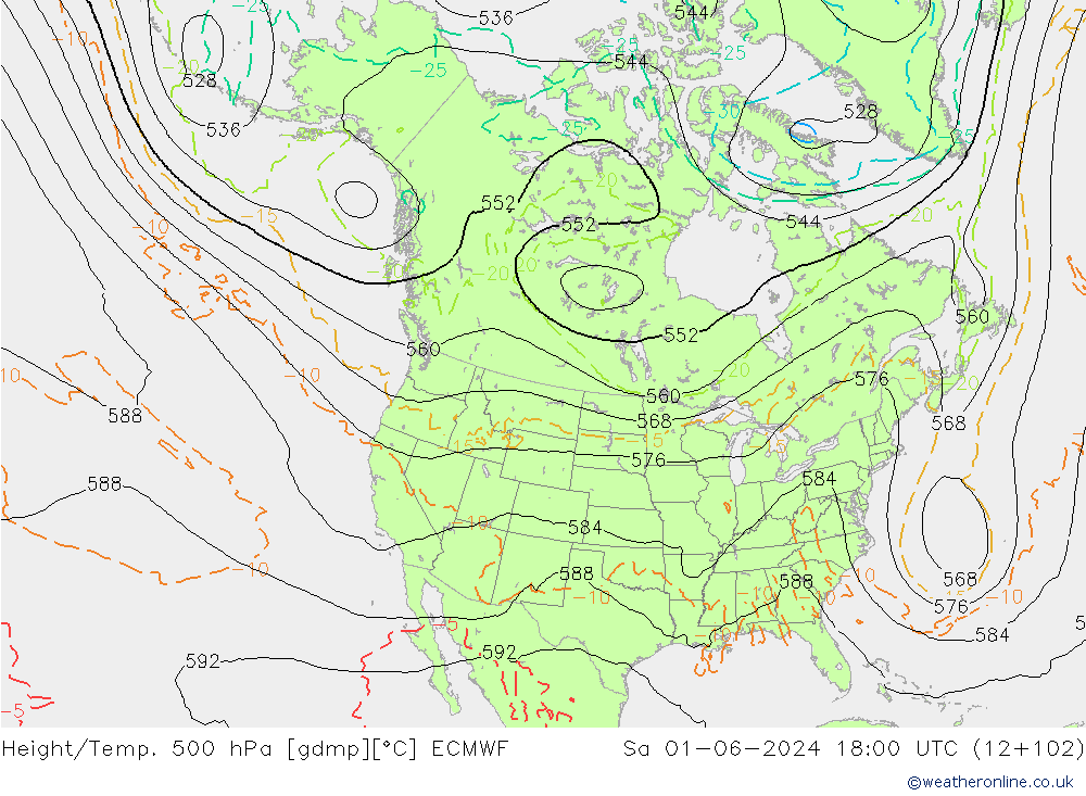 Z500/Rain (+SLP)/Z850 ECMWF Sa 01.06.2024 18 UTC