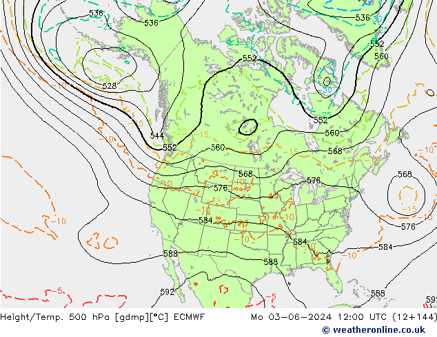 Z500/Rain (+SLP)/Z850 ECMWF Mo 03.06.2024 12 UTC