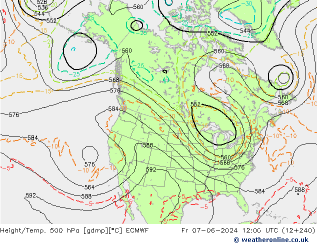 Height/Temp. 500 hPa ECMWF  07.06.2024 12 UTC