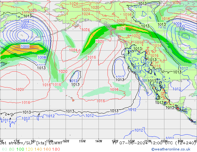 Jet Akımları/SLP ECMWF Cu 07.06.2024 12 UTC