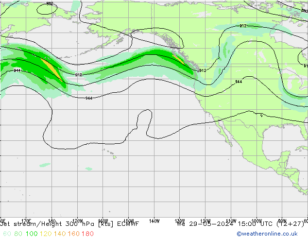 Corrente a getto ECMWF mer 29.05.2024 15 UTC