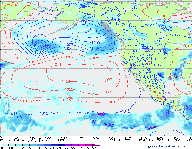 Z500/Rain (+SLP)/Z850 ECMWF Su 02.06.2024 12 UTC