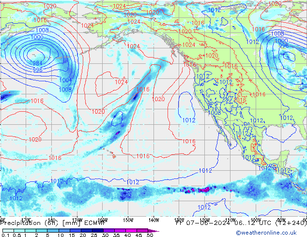 Precipitation (6h) ECMWF Fr 07.06.2024 12 UTC