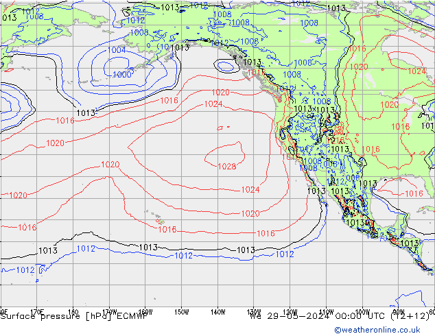 pression de l'air ECMWF mer 29.05.2024 00 UTC