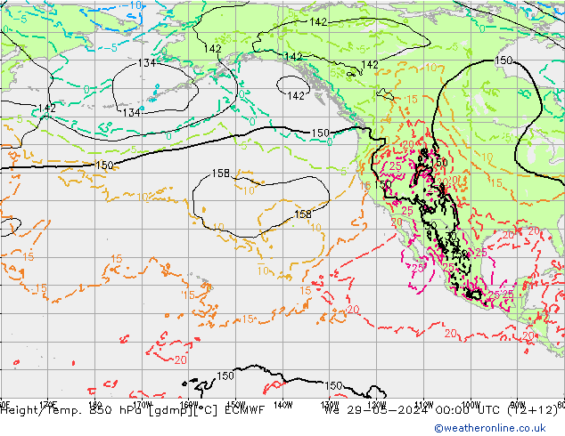 Z500/Rain (+SLP)/Z850 ECMWF We 29.05.2024 00 UTC