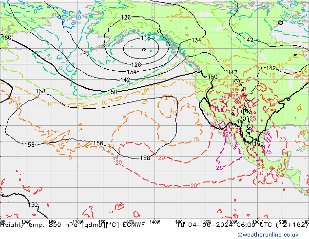 Z500/Rain (+SLP)/Z850 ECMWF Út 04.06.2024 06 UTC