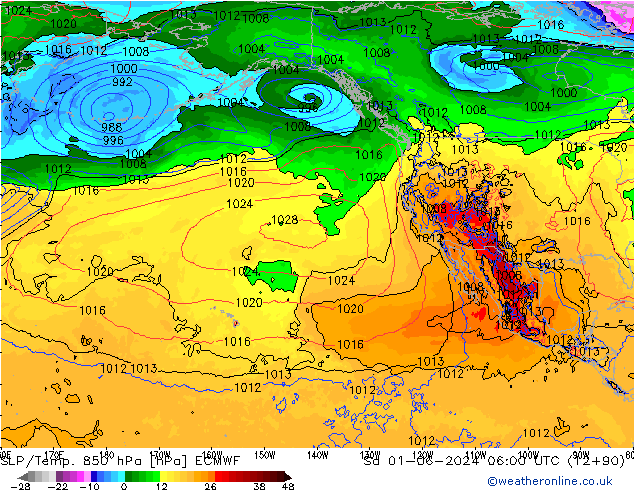 SLP/Temp. 850 hPa ECMWF So 01.06.2024 06 UTC