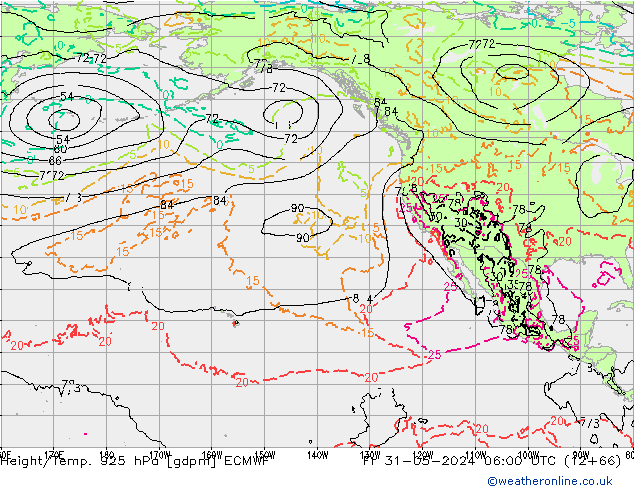 Height/Temp. 925 гПа ECMWF пт 31.05.2024 06 UTC