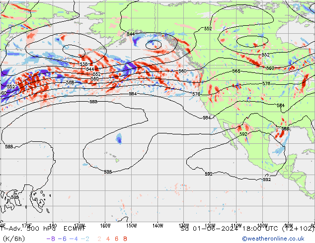 T-Adv. 500 hPa ECMWF sab 01.06.2024 18 UTC