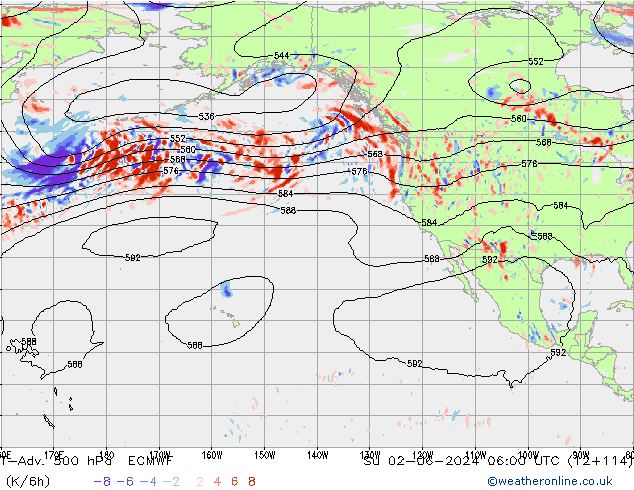 T-Adv. 500 hPa ECMWF Ne 02.06.2024 06 UTC