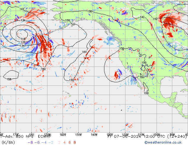 T-Adv. 850 гПа ECMWF пт 07.06.2024 12 UTC