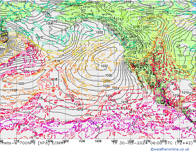 Theta-e 700hPa ECMWF Th 30.05.2024 06 UTC