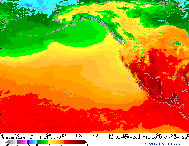 Temperaturkarte (2m) ECMWF So 02.06.2024 18 UTC